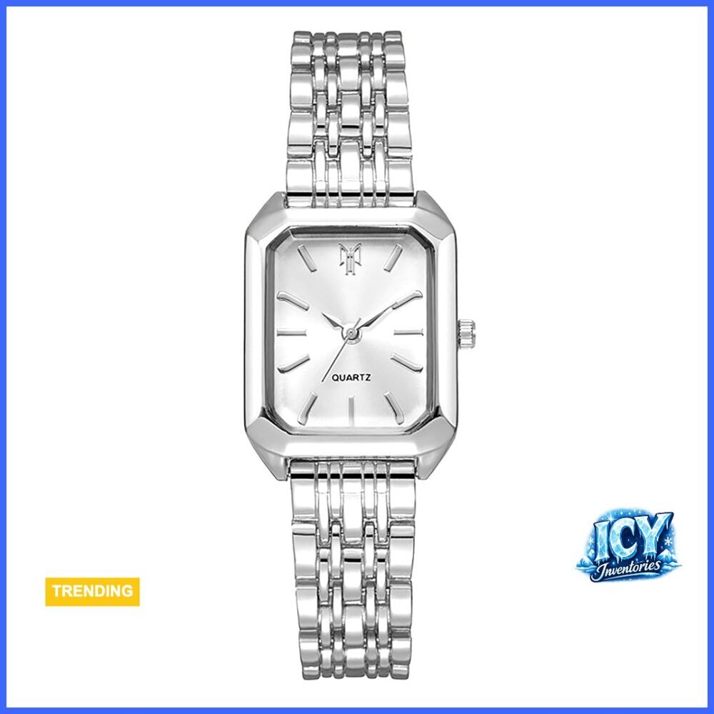 Steel Strap Square Quartz Wristwatch Fashion Casual Business